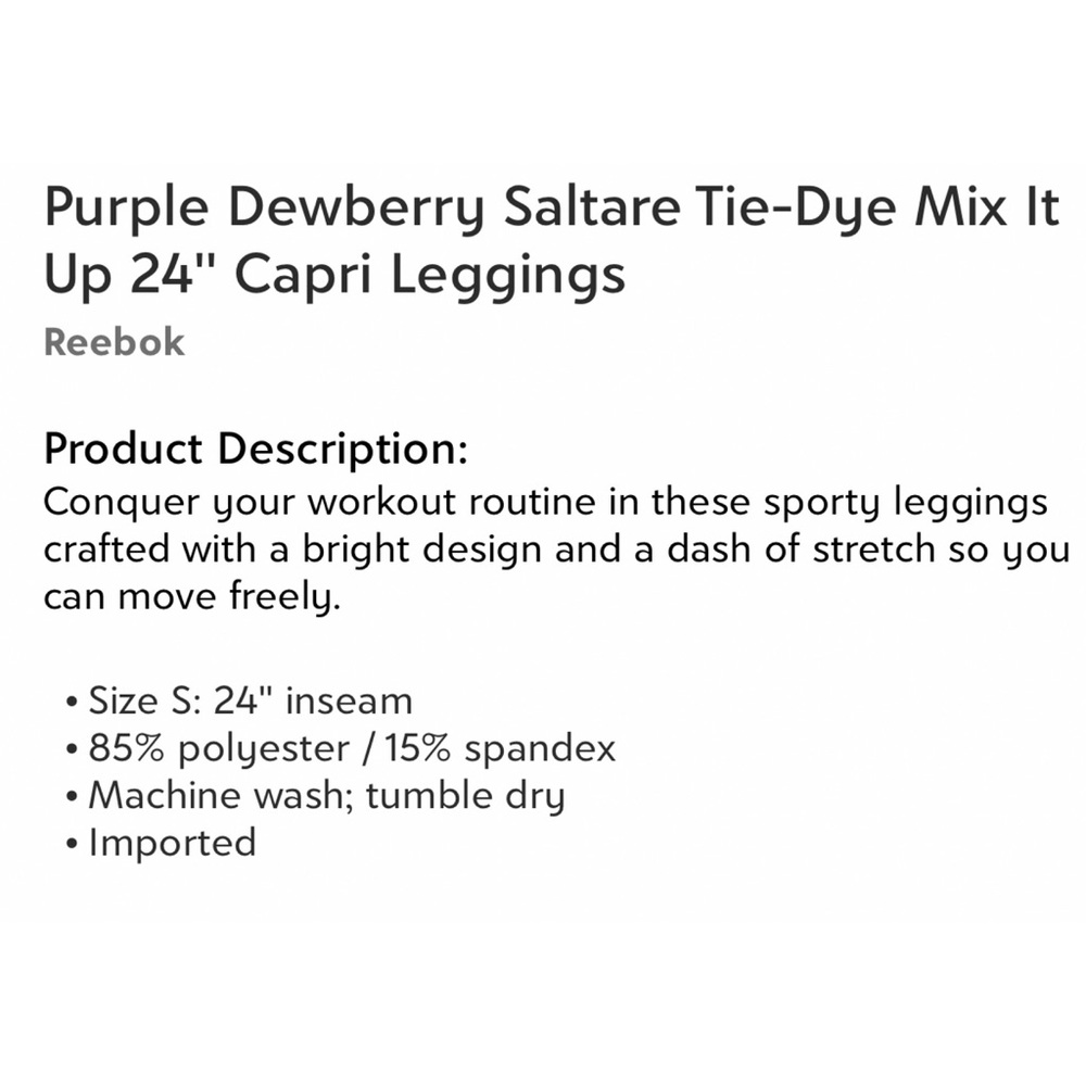 EUC Reebok Leggings - Picture 4 of 8